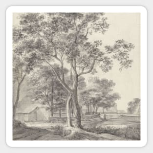 Landscape with Trees Around a Barn by Simon de Vlieger Sticker